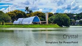  Presentation with lagoon - PPT theme featuring pampulha-lagoon-in-belo-horizonte background and a light gray colored foreground