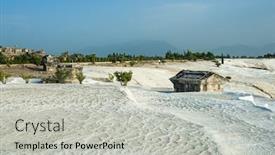  Presentation with roman ruins - Beautiful presentation theme featuring pamukkale-cotton-castle-natural-wonder backdrop and a light gray colored foreground