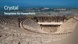  Presentation with roman ruins - Audience pleasing presentation theme consisting of pamukkale near modern turkey backdrop and a ocean colored foreground