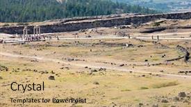  Presentation with ancient ruins - PPT theme consisting of pamukkale turkey ruins of hierapolis background and a coral colored foreground