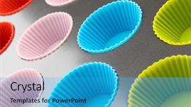  Presentation with muffin animation - Presentation theme having pan cake - muffin tray close up background and a  colored foreground