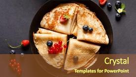  Presentation with berries - PPT theme consisting of pan cake - pancakes with berries background and a tawny brown colored foreground