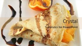  Presentation with lumpia spring rolls fried - Presentation design enhanced with pan cake - two fried pancakes on white background and a yellow colored foreground