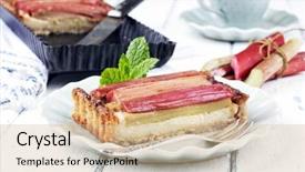  Presentation with tart tatin - PPT theme enhanced with pan cake shop - rhubarb tart background and a lemonade colored foreground