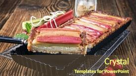  Presentation with tart tatin - Presentation design featuring pan cake shop - rhubarb tart background and a tawny brown colored foreground