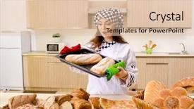  Presentation with female singers jazz - Beautiful slide deck featuring pan cake shop - young female baker working backdrop and a lemonade colored foreground