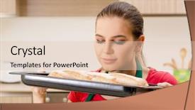  Presentation with varicose veins on a female - Colorful slide deck enhanced with pan cake shop - young female baker working backdrop and a lemonade colored foreground