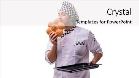  Presentation with history earth globe isolated white - Cool new PPT theme with pan cake shop - young male baker isolated backdrop and a white colored foreground