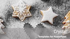  Presentation with beautiful reof christmas season - Presentation design featuring pan card - beautiful christmas cookies on oven-tray background and a gray colored foreground