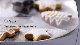  Presentation with cookies christmas - Slide set featuring pan card - beautiful christmas cookies on oven-tray background and a light gray colored foreground