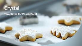  Presentation with beautiful reof christmas season - PPT theme with pan card - beautiful christmas cookies on oven-tray background and a  colored foreground