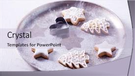  Presentation with beautiful reof christmas season - Audience pleasing theme consisting of pan card - beautiful christmas cookies on oven-tray backdrop and a  colored foreground
