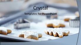 Presentation with delicious christmas cookies - Cool new PPT layouts with pan card - beautiful christmas cookies on oven-tray backdrop and a  colored foreground