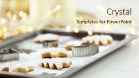  Presentation with delicious christmas cookies - Slide deck having pan card - beautiful christmas cookies on oven-tray background and a cream colored foreground