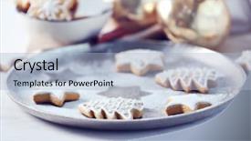  Presentation with delicious christmas cookies - PPT theme featuring pan card - beautiful christmas cookies on oven-tray background and a  colored foreground