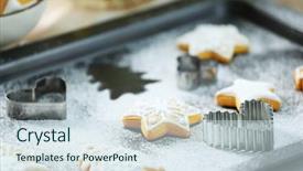  Presentation with cookies christmas - Colorful presentation theme enhanced with pan card - beautiful christmas cookies on oven-tray backdrop and a sky blue colored foreground