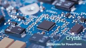 Presentation with electric circuit board - Beautiful slide deck featuring pan card - circuit board with electric components backdrop and a ocean colored foreground