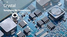  Presentation with electric circuit board - Beautiful slide deck featuring pan card - circuit board with electric components backdrop and a seafoam green colored foreground