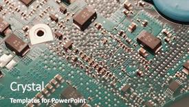  Presentation with electric circuit board - Presentation theme having pan card - circuit board with electric components background and a ocean colored foreground