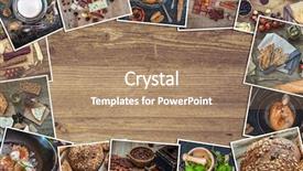  Presentation with retro - Beautiful PPT theme featuring pan card - frame photos of a retro backdrop and a coral colored foreground