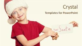  Presentation with red christmas holiday illustration - Cool new PPT layouts with pan card - girl in santa hat backdrop and a  colored foreground