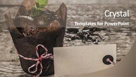  Presentation with muffin - PPT theme enhanced with pan card - home made chocolate muffin background and a gray colored foreground
