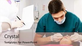  Presentation with surgery - Beautiful slide deck featuring pan card - young woman and man doctor backdrop and a coral colored foreground