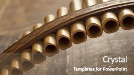  Presentation with flute - Slide deck featuring pan flute instrument close up background and a violet colored foreground