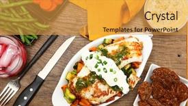  Presentation with crisp - Colorful PPT theme enhanced with pan fried tilapia with soup backdrop and a yellow colored foreground