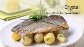  Presentation with trout - Theme consisting of meal fish - pan fried trout with potatoes background and a  colored foreground