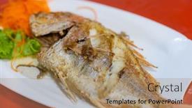  Presentation with fish - Theme enhanced with pan-fry-blackthroat-seaperch-fish background and a coral colored foreground