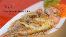  Presentation with fish - Theme enhanced with pan-fry-blackthroat-seaperch-fish background and a red colored foreground
