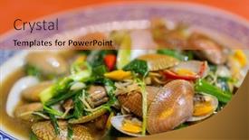  Presentation with clam - Slide deck consisting of pan-fry-clam-with-basil background and a red colored foreground