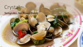  Presentation with clam - Theme with pan-fry-clam-with-basil background and a coral colored foreground
