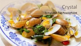  Presentation with clam - Slide deck featuring pan-fry-clam-with-basil background and a yellow colored foreground