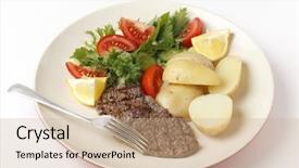  Presentation with minute - Colorful presentation theme enhanced with pan-grilled pepper minute steak backdrop and a coral colored foreground