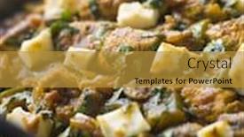  Presentation with chicken - Slides consisting of pan of chicken and paneer background and a gold colored foreground