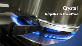  Presentation with natural gas well - PPT theme featuring pan on a gas burner background and a dark gray colored foreground