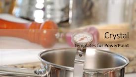  Presentation with fire - Slide set consisting of pan on fire with thermometer background and a coral colored foreground