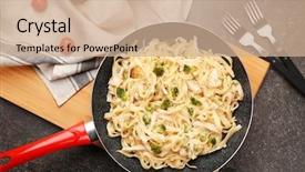  Presentation with chicken little chicks - Amazing PPT layouts having pan with delicious chicken alfredo backdrop and a  colored foreground