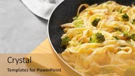  Presentation with chicken little chicks - PPT theme with pan with delicious chicken alfredo background and a  colored foreground