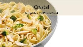  Presentation with chicken poultry farm white layer - Colorful presentation enhanced with pan with delicious chicken alfredo backdrop and a yellow colored foreground