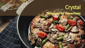  Presentation with frying - Presentation theme having pan with delicious chicken marsala background and a  colored foreground