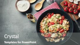  Presentation with frying - PPT theme consisting of pan with delicious chicken marsala background and a  colored foreground