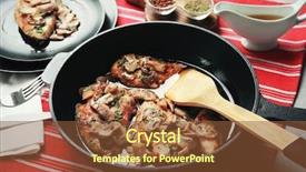  Presentation with frying - Presentation design featuring pan with delicious chicken marsala background and a  colored foreground