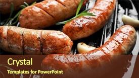 Presentation with grill - Amazing slide deck having pan with delicious grilled sausage backdrop and a tawny brown colored foreground