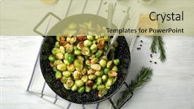  Presentation with brussel - Slide deck consisting of pan with roasted brussel sprout background and a mint green colored foreground