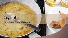  Presentation with vegetable oil - PPT theme with pan with used vegetable oil background and a  colored foreground