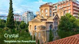  Presentation with city church - Slides enhanced with panagia chalkeon church - ancient byzantine background and a tawny brown colored foreground