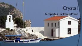  Presentation with island - Slides featuring panagias-island-in-parga-greece background and a seafoam green colored foreground